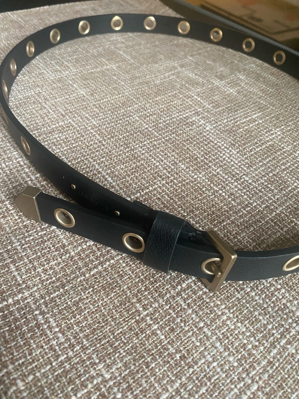 NWOT AllSaints Black Vegan Leather 18mm Eyelet Belt